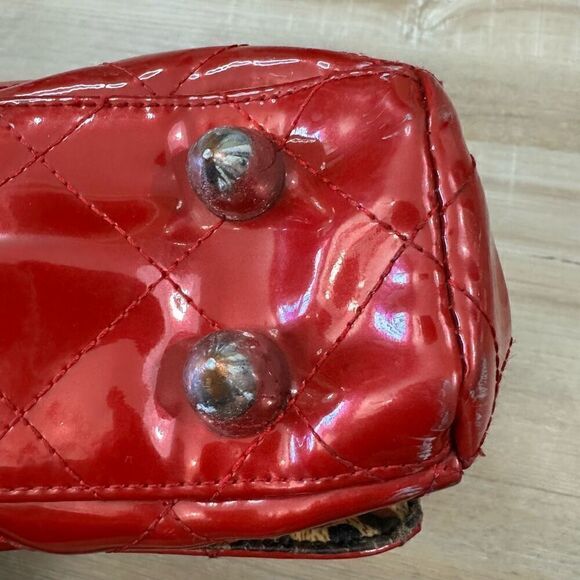 Y2K Lux De Ville Red Shiny Quilted Shoulder Bag Retro Rockabilly Gothic Rocker - Picture 5 of 9